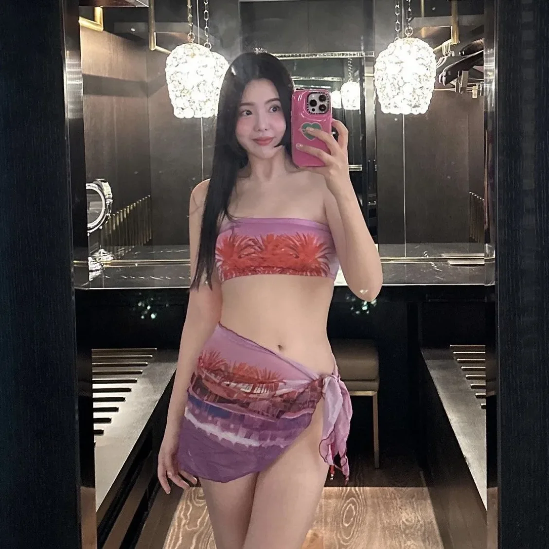 Sexy deusa pequeno peito tubo superior de três peças biquíni maiô feminino tankini conjunto marca chinesa cobertura completa