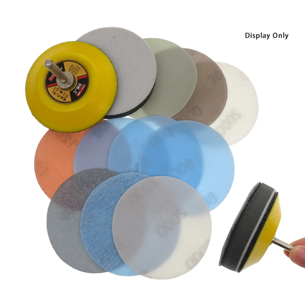 3 Polegada reunindo o disco de lixamento macio superfine 75mm molhou a lixa seca 600- 5000 grits para o polimento automotivo da lixadeira do polidor do carro