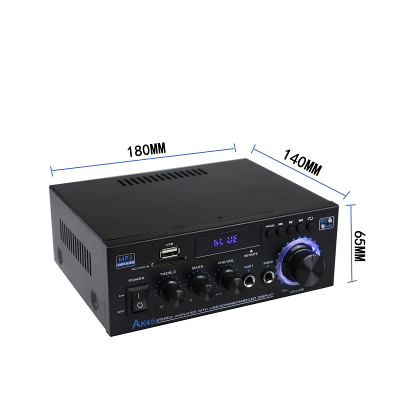 AK45 HiFi الرقمية بلوتوث مضخم الصوت MP3 قناة 2.0 قوة الصوت أمبير ستيريو المنزل السيارات سيارة لمكبرات الصوت ماكس 350 واط * 2
