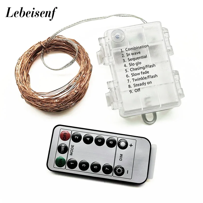 8 Modes Remote Control LED Fairy Lights Battery Operated Waterproof String Lights Outdoor For Wedding Christmas Party Decoration