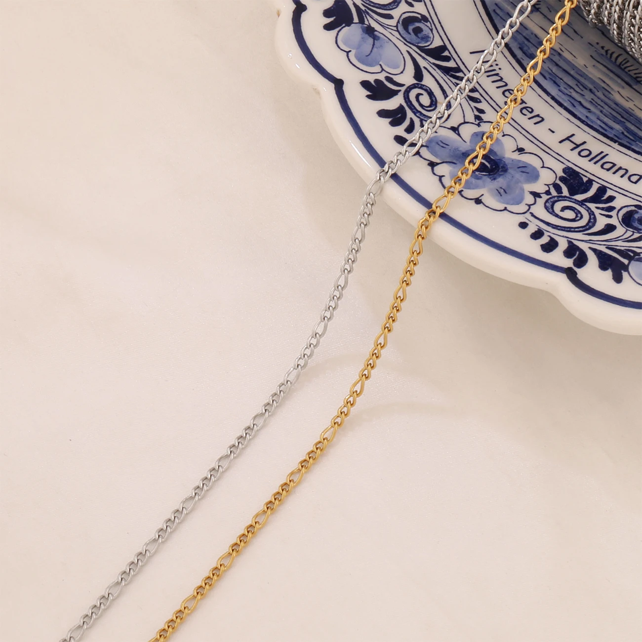 100cm Stainless Steel Figaro Curb Cuban Chain Findings 3:1 Curb Link Chain for Jewelry Making Supplies Necklace Bracelet DIY view 4