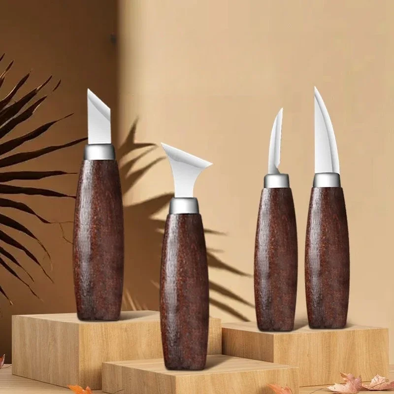 4pcs Woodworking Carving Knife DIY Carving Chipping Cutlass Manual Woodcarving Scoop Set of Woodcarving Tools