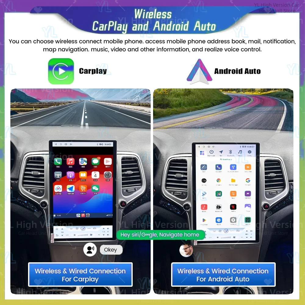 CY 14.5 Inch For Jeep Grand Cherokee 2014-2021 Android 13 8-Core Car Multimedia Player Stereo Receiver Radio GPS 4G CarPlay Unit