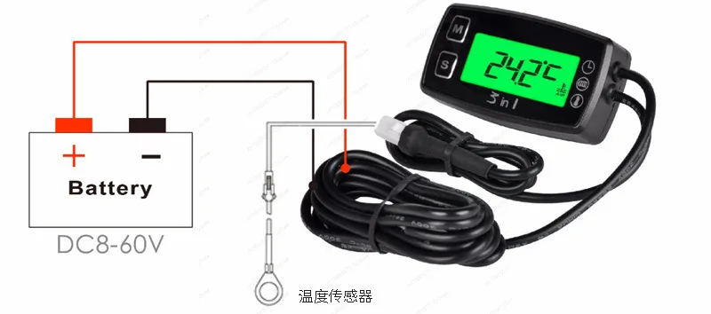 Waterproof Temperature Sensor, Replaceable Battery Thermometer for Dirt Bike & ATV