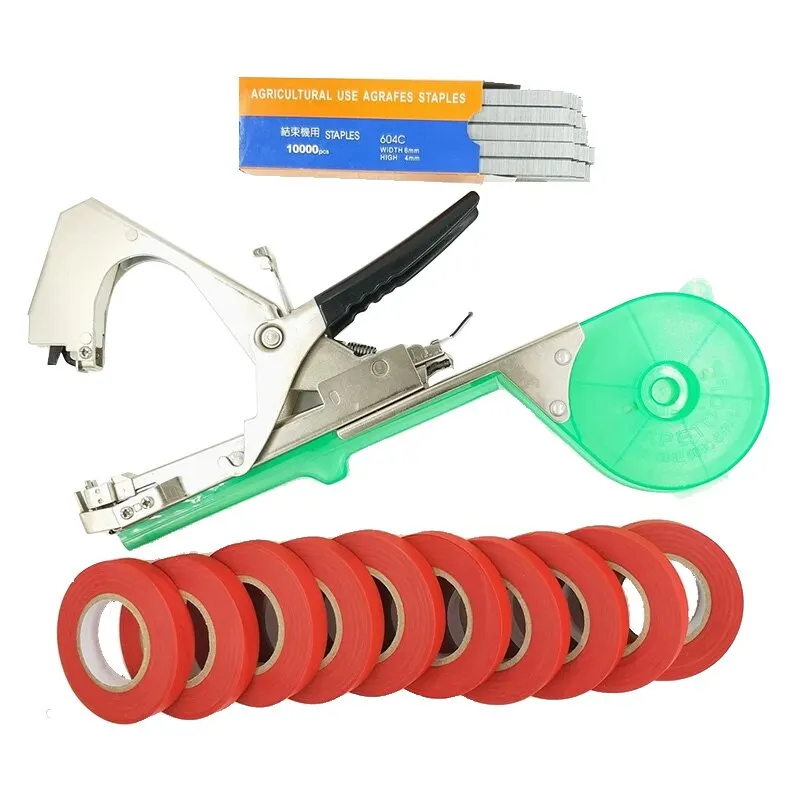 Tying Machine Plant Garden Plant Tapetool Tapener +10 Rolls Tape Set for Vegetable Grape Tomato Cucumber Pepper Flower