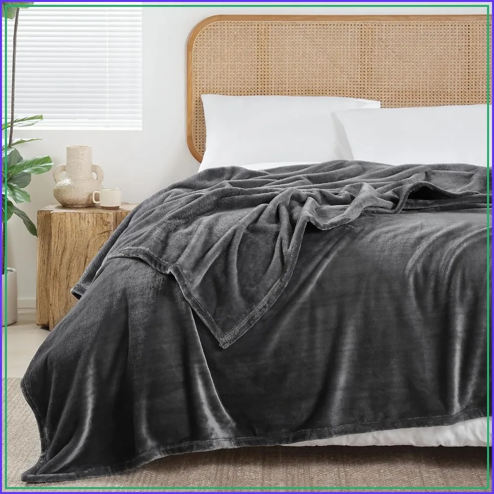 Ultra-Soft Fleece Blanket Queen Size 90x90, Dark Grey Cozy Throw for All Seasons