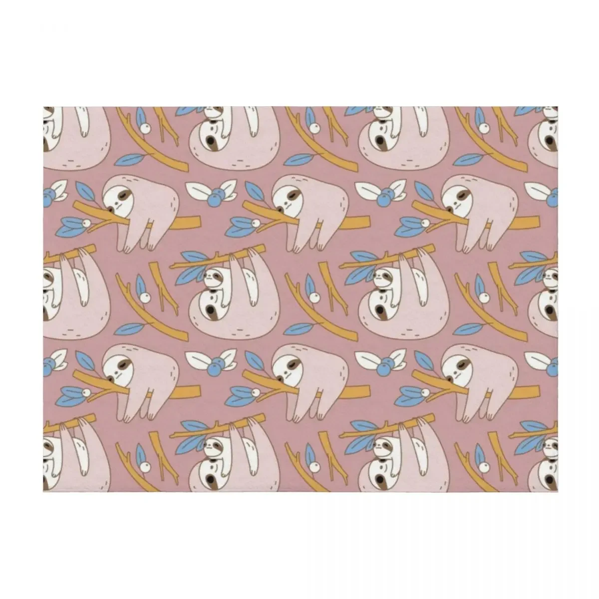 

Sloth Pattern in Pink Throw Blanket Warm Plaid on the sofa Designers warm winter Blankets