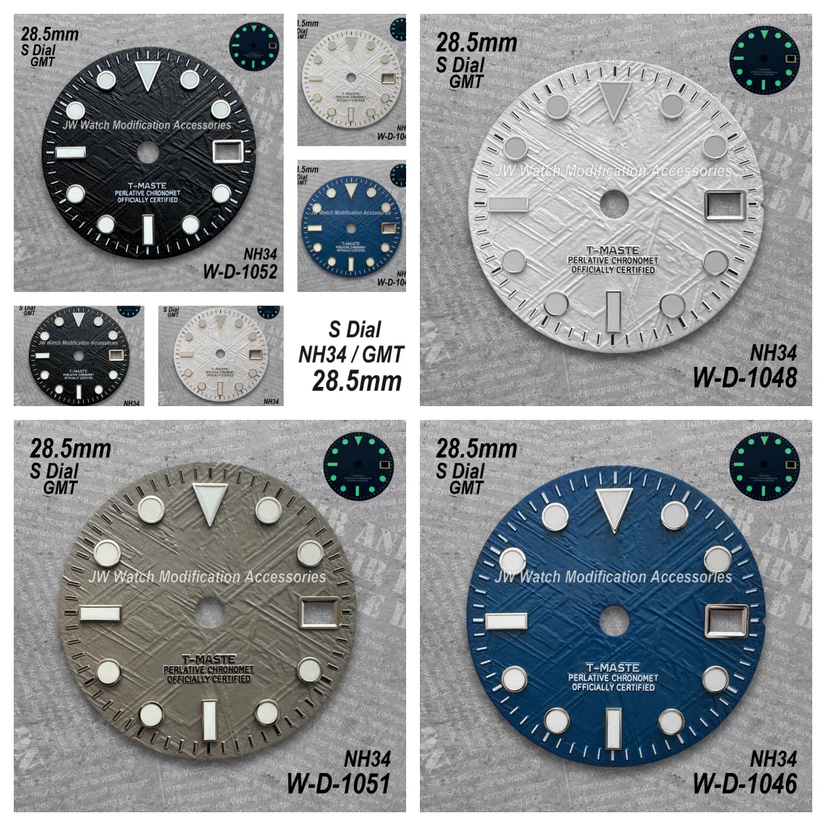 28.5mm GMT Meteorite S Dial Suitable for Automatic NH34 Automatic Movement Green Luminous Watch Modification Accessories