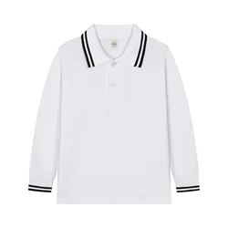 Boys Polo Shirt Long Sleeve T-shirt Children's Cotton School Uniform Children's Lapel School Wear Solid Color Base Shirt 110-190