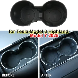 For Tesla Model 3 Highland 2024 Water Cup Holder Insert Central Console Organizer TPE Storage Box Model Y 2025 Car Accessories