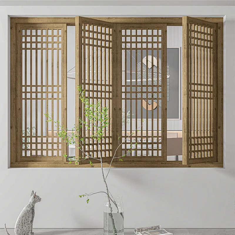 Dongyang wood carving antique doors and windows hollow solid wood flower grid Chinese wood grille entrance screen partition carv