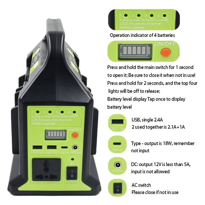 220V Inverter luce LED lavoro faretto lampada per Makita per Bosch per Dewalt per Milwaukee per artigiano per Worx batteria al litio