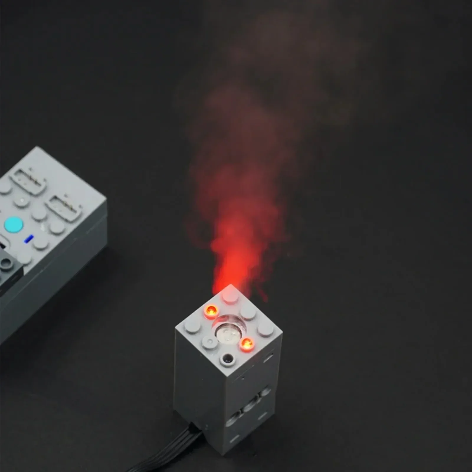 Electric Exhaust Smoke Spray Parts with Red LED Lights for MOC Sports Car Building Block Models