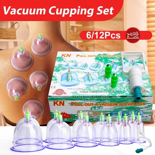 Juego de ventosas al vacío para aliviar la tensión muscular, terapia de ventosas, dragado de meridianos, masajeador relajado, latas anticelulíticas de desintoxicación, 6/12 Uds.