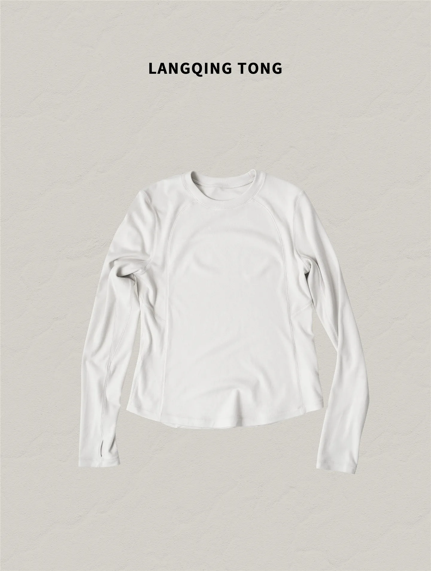 

Теплая модная базовая футболка для женщин, бежевая, простой дизайн, весна 2026, приталенный крой, хлопок, длинный рукав, круглый вырез