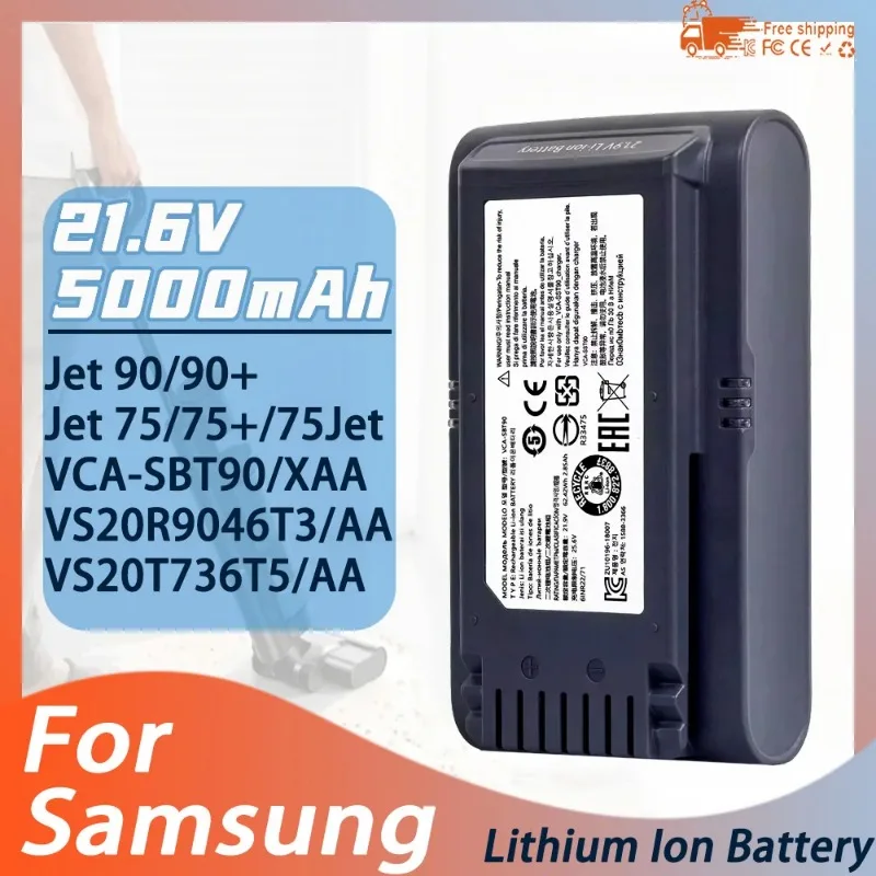 

JET-90 5000mAh Battery Accessories New for Samsung Jet 90 VCA-SBT90 Vacuum Cleaner Accessories High Capacity Quality Li-ion
