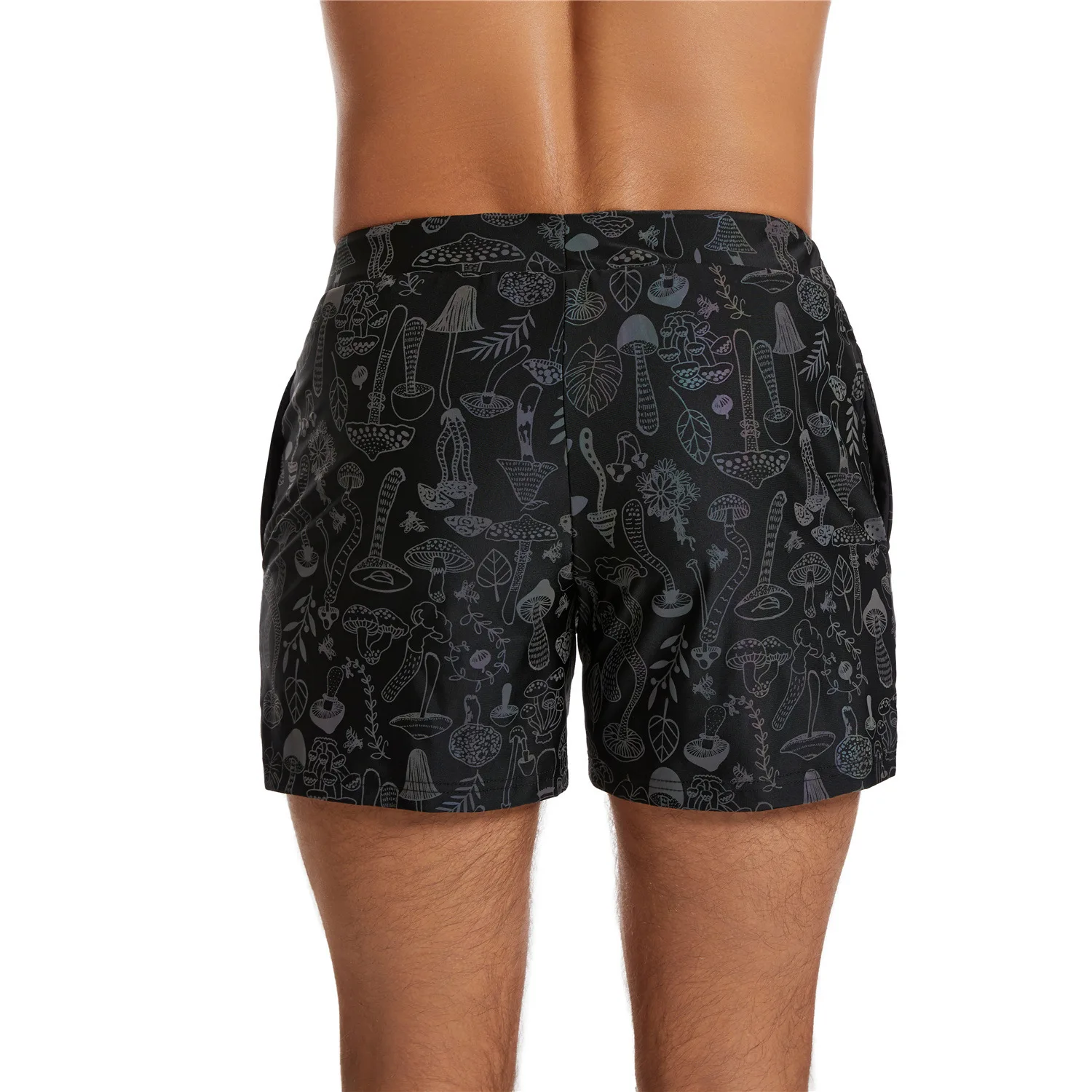New Arrival Reflective Shorts Men Night Jogging Reflect Light Colorful Mushroom INS Breathable Summer Clothing Bermuda Masculina