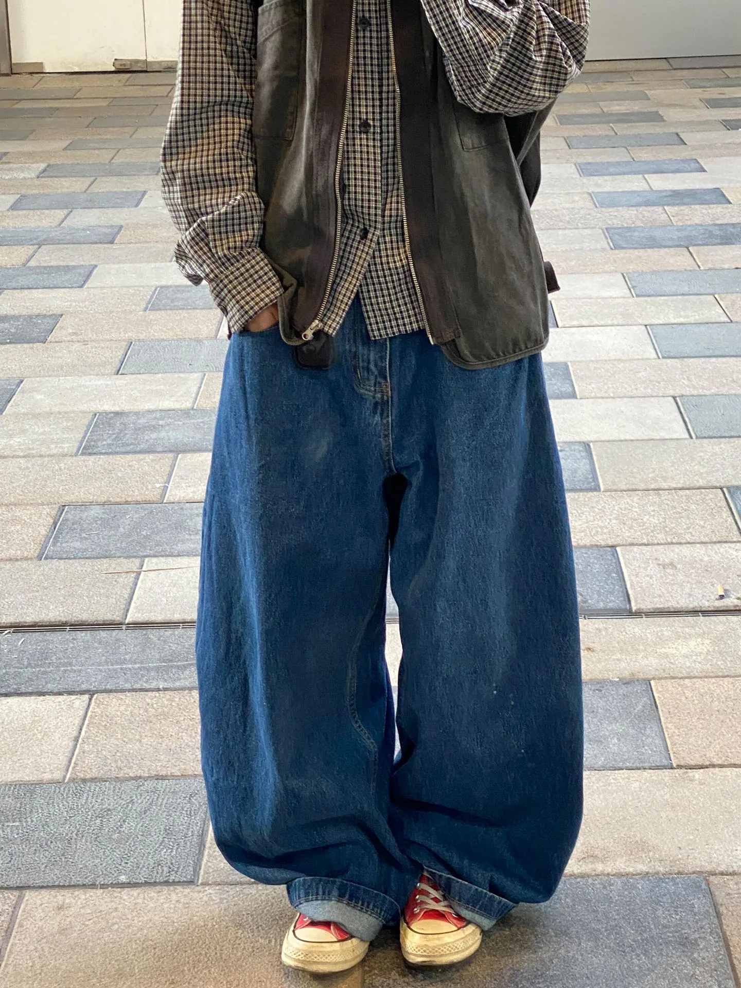 

High Waist Wide Leg Denim Jeans Women Loose Shape Body Covering Slimming Meat Concealing Knife Pants Retro Casual