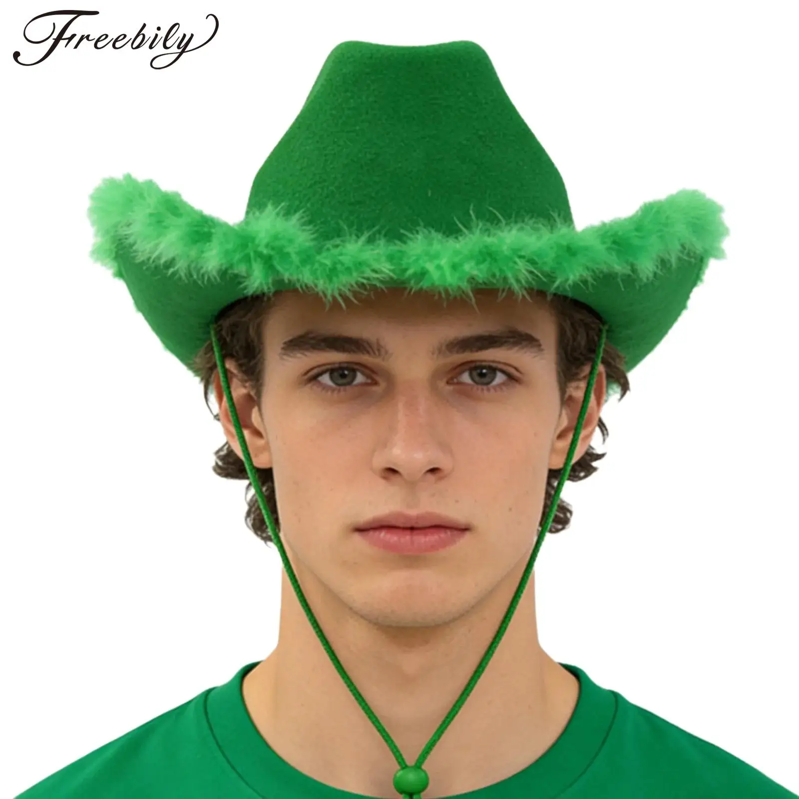 

Adult St Patrick Day Cowboy Hat Mardi Gras Cowgirl Cap Irish Holiday Carnival Festival Party Headwear Cosplay Costume Accessory