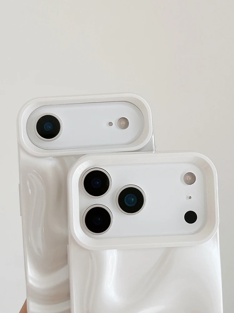 Stilvolle 3D-Wellen-Handyhülle mit glänzendem, pinkfarbenem Rückenteil für iPhone Air 11 12 13 14 15 17 18 Pro Max – Detail 20