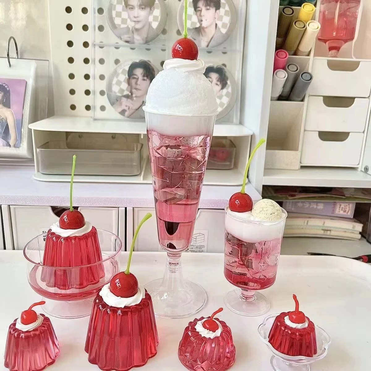 Simulation Retro Cute Strawberry Soda Jelly Ornaments Exquisite and compact desktop ornaments room decoration birthday gift
