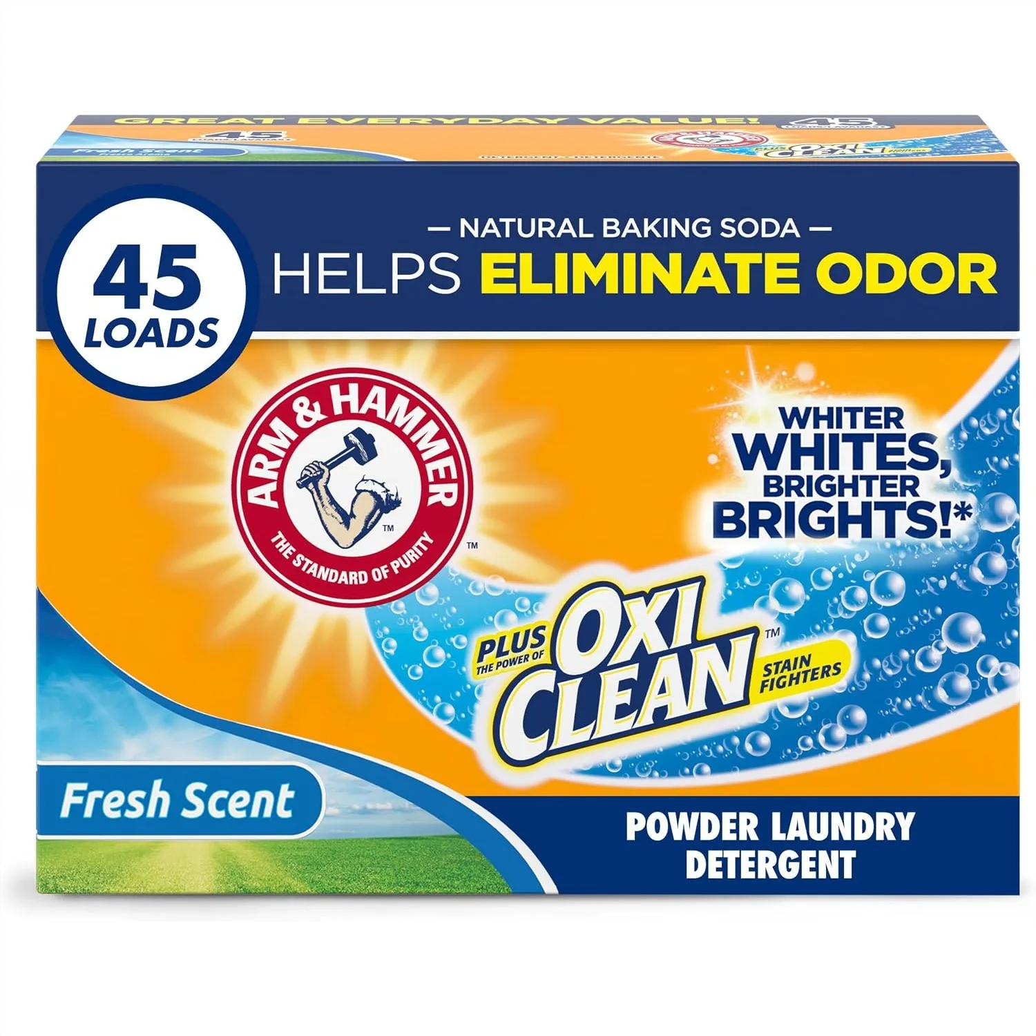 Laundry Detergent with OxiClean Stain Remover, Fresh Scent, 45 Loads, 3.48 lbs