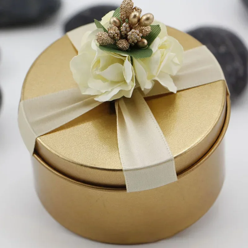 Mini Metal Storage Box Party Decor Tinplate Valentine\'s Day Gift Box Wedding Chocolate Candy Box With Flower Decor Packaging