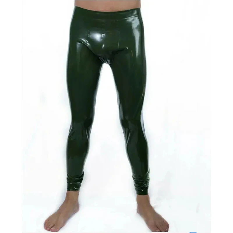 

Green Mens Latex Legging Fetish Gummi Rubber Cosplay Long Pants Customize