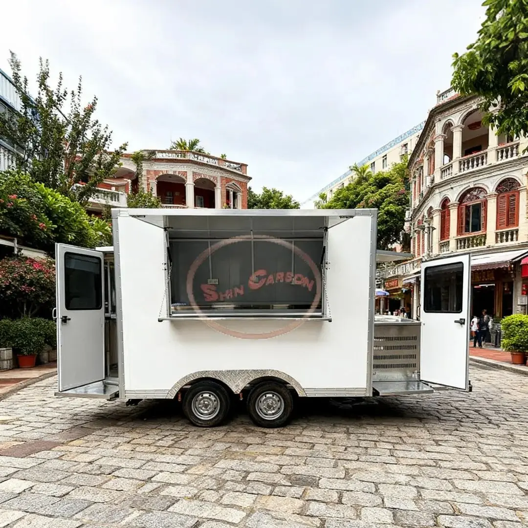 

Large Capacity Outdoor Street Vendor Towing Snack Cart Mobile Food Trailer Commercial Fast Food Vending Truck Easy to Assemble