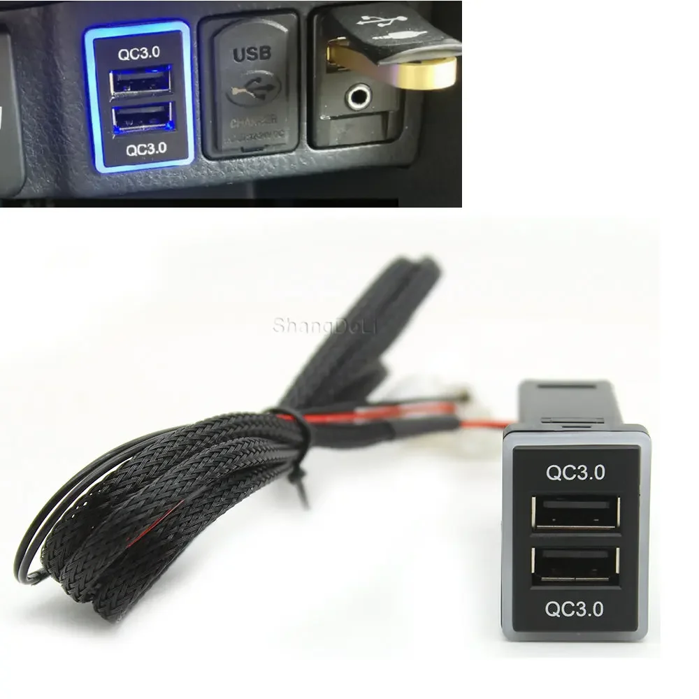 Quick Charger Dual QC3.0 USB Interface Socket Fast Auto Charger Using For Toyota Prado Camry Prius Corolla Reiz Vios Yaris