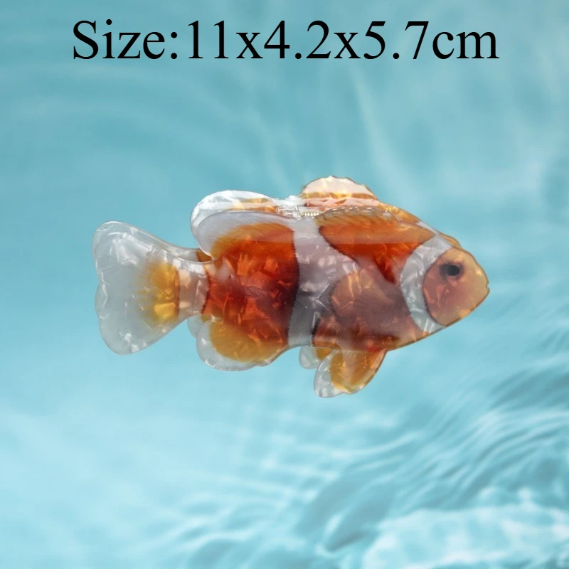 Vacation Ocean Themed Tropical Fish Hair Claw Clip Cute Design Fashion Grab Claw Back-Head Updo Accessory For Summer Holiday