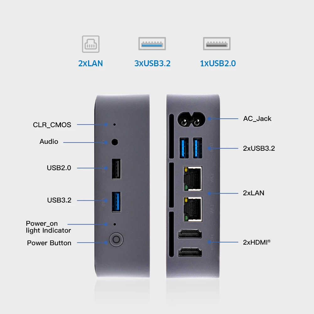 Maxtang Nas N100 Mini PC 2LAN Intel 12th DDR4 16G 500G PCIe3.0 M.2 SSD Pre-installed Windows11 WIFI5 Desktop Gaming Computer PC