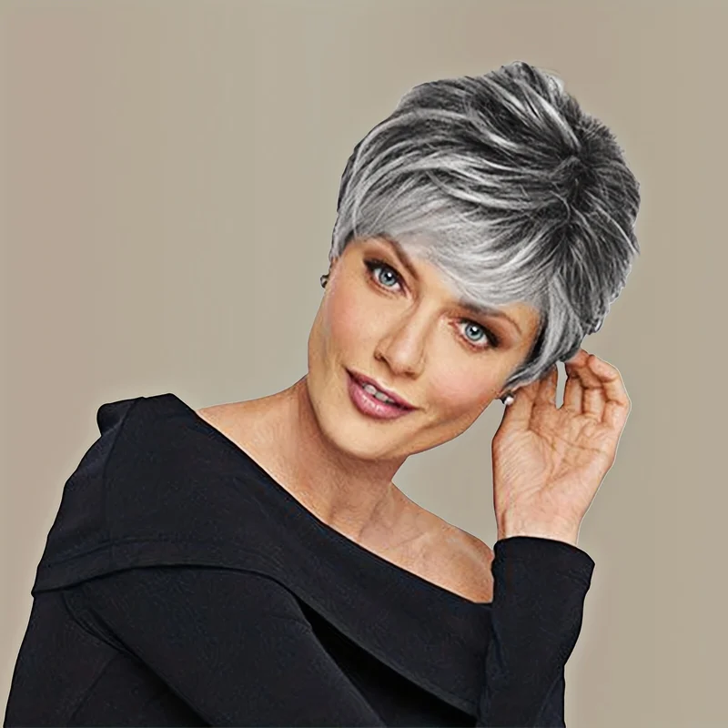 

Short Wavy Stylish Unisex Silver Gray Heat Resistant Fiber Wig