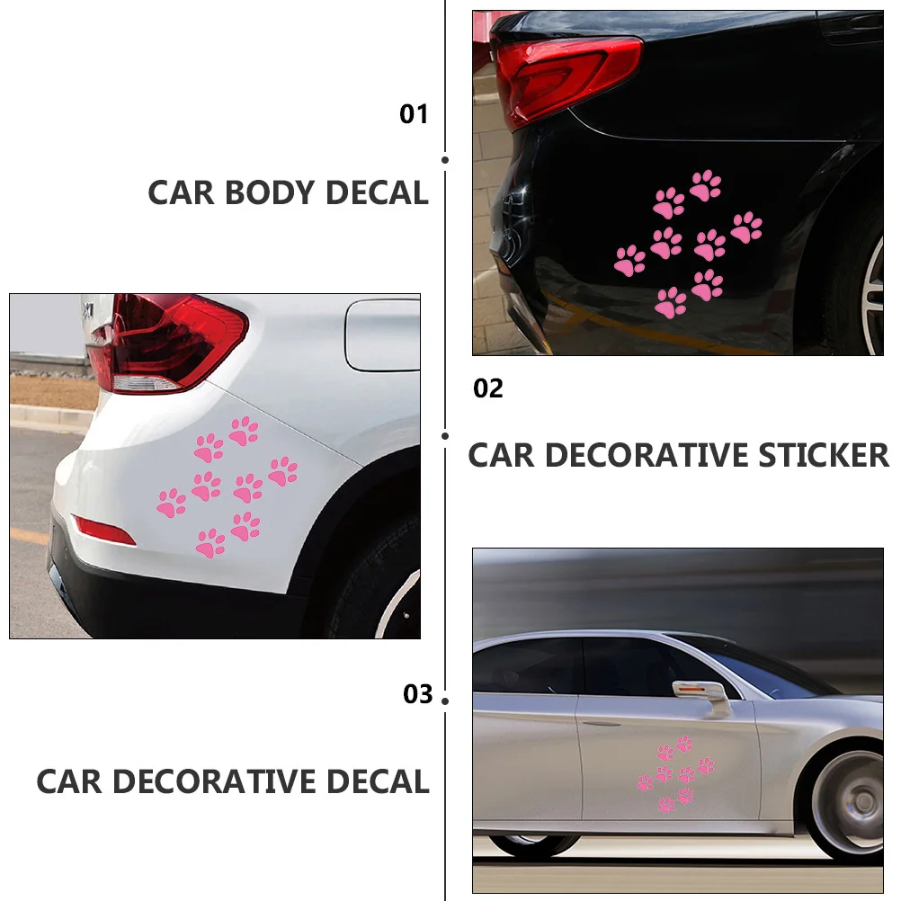

24pcs Cat Footprint Car Sticker Premium Pvc Waterproof Decal For Car Body Window Decoration Cute Auto Stickers Kids Gift