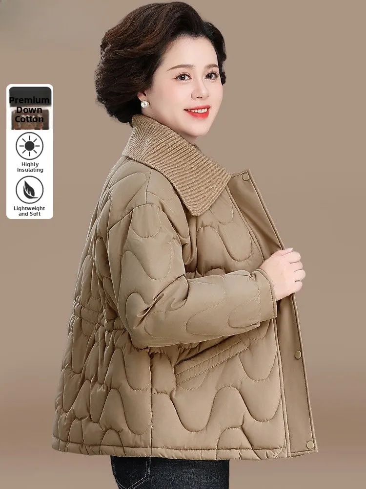 

Sli ort Cotton Jaet for Mom Winter Faionable down Cotton Coat Small Size Autumn Winter ort Cotton Coat for Middle...