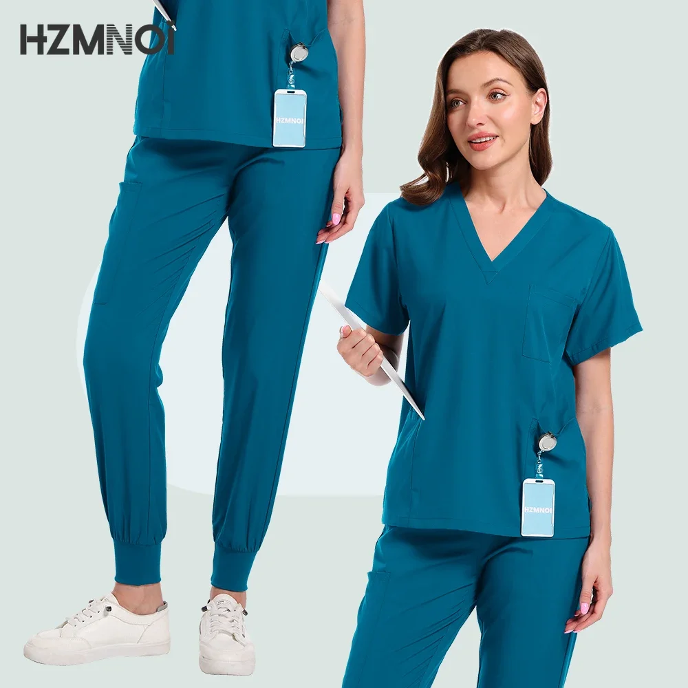 Top Sell Hospital Uniform Casual Medical Scrubs for Women Butterfly Knot Embroidery SPA Short Sleeve Nursing Scrub Uniforms Sets