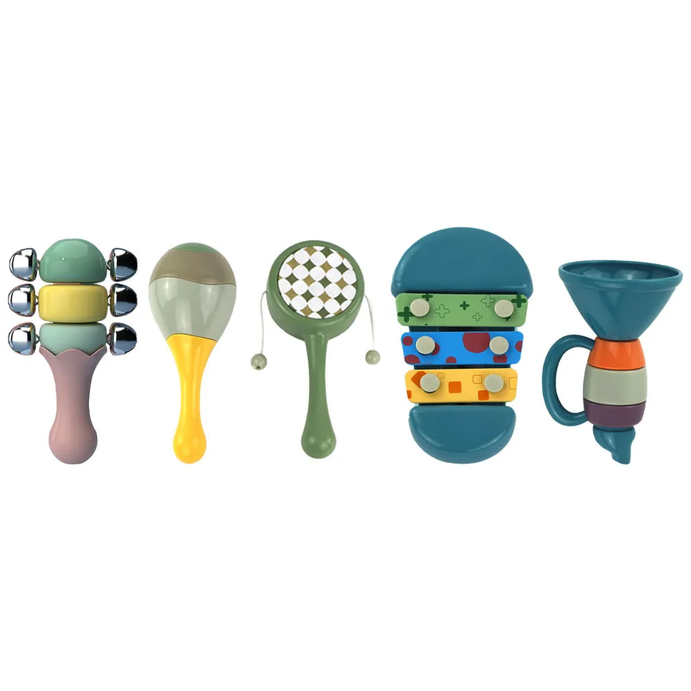 1 مجموعة جرس فهم عضاضة ملونة الرضع التعليمية المبكرة الموسيقى حشرجة الموت المحمولة اللعب استحمام الطفل هدية #6