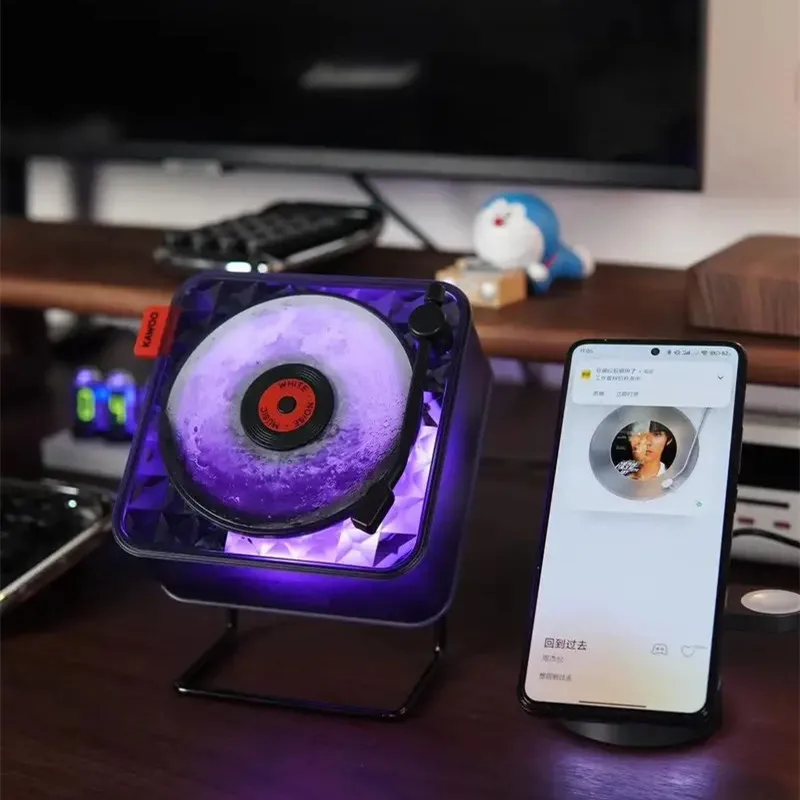 

KW02 Portable Wireless Bluetooth Speaker with White Noise,RGB Ambient Light,Mini Retro Sleep Aid Music Box,for Room Decoration