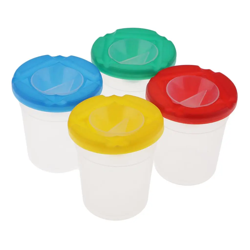 Spill Proof Paint Cups in 4 Colors for Kids Toddlers Children Early Learning Painting DIY Art Supplies images - 6