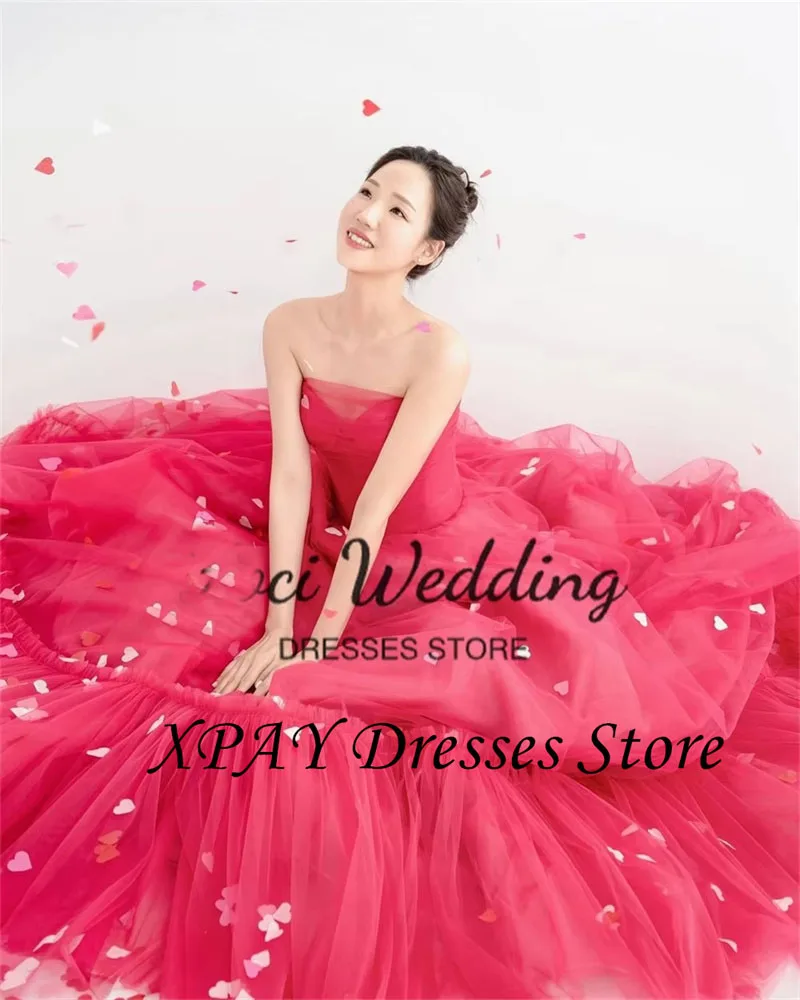 XPAY Fairy Rose Pink Korea Wedding Dresses Elegant  Layer A Line Performance Gown Customized Korea Photo Shoot Dress 웨딩드레스