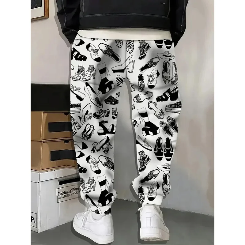 السراويل الرجالية الجديدة لربيع وخريف 2025 كاجوال عصرية ناعمة ومريحة مع طباعة نمط ثلاثي الأبعاد