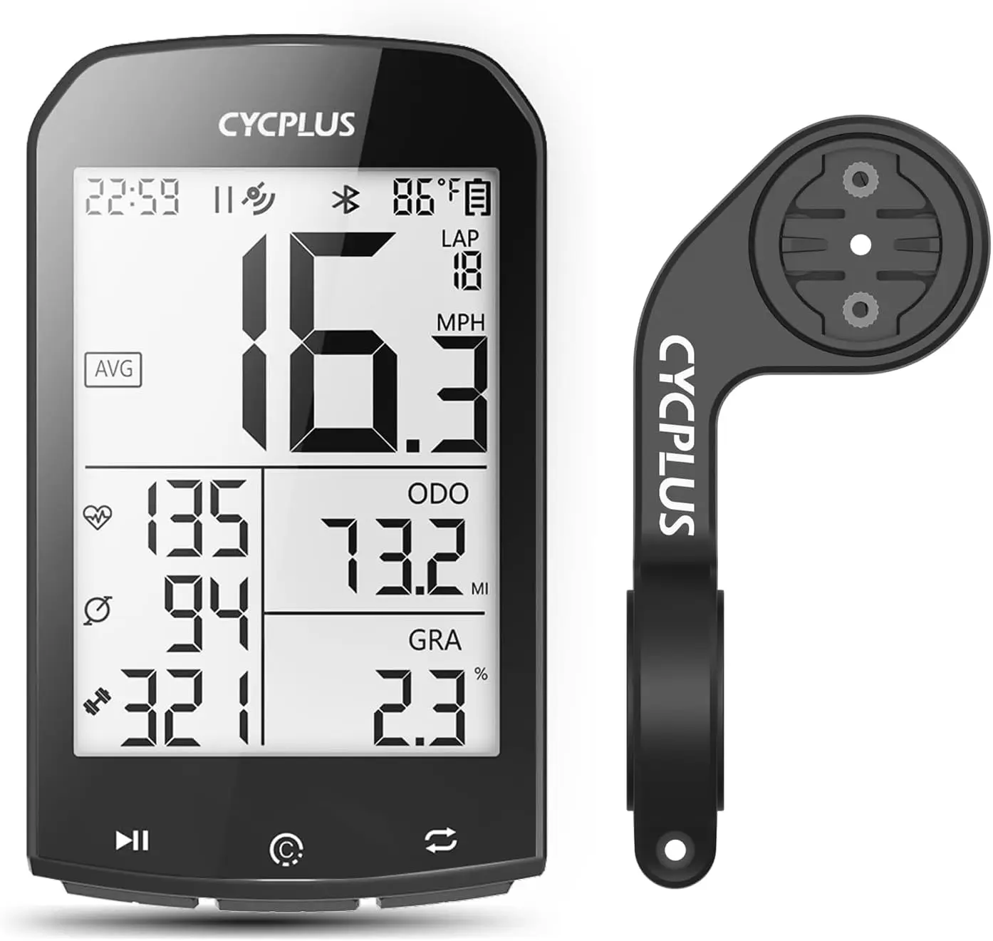 

GPS Wireless Bike Computer with 2.9" LCD Screen, Bluetooth/ANT+, Auto Backlight, IPX6 Waterproof, 60hr Battery