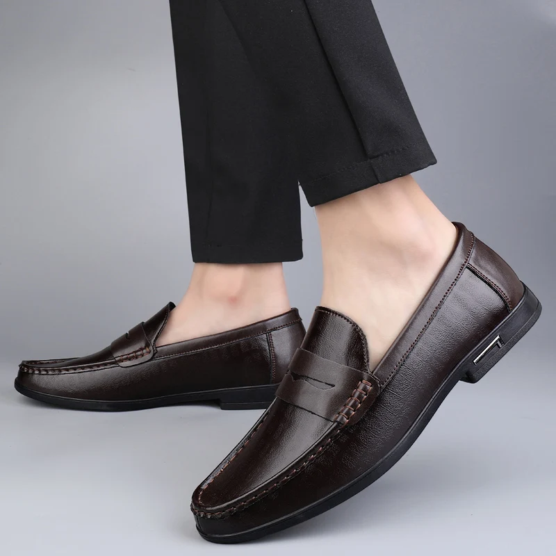 Genuine Leather Men Shoes Casual Men Loafers Breathable Office Formal Shoes Men Designer Slip on Driving Shoes Plus Size 38-46