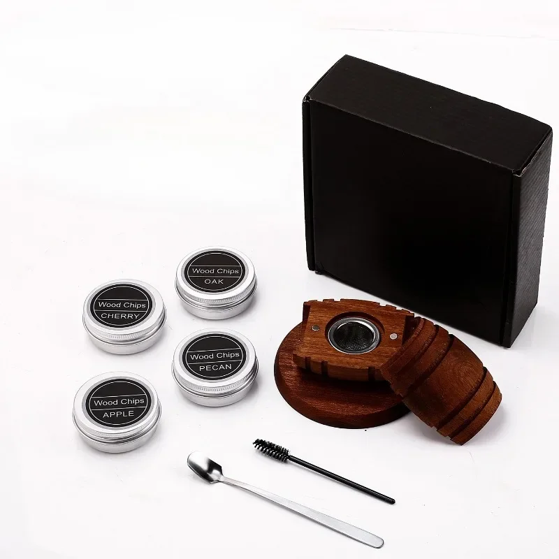 Cocktail Smoke Infuser Kit Aromatic Wood Chips Whiskey Fruit Liquor Flavor Smoker Bartending Utensil Home Bar Libation Ware