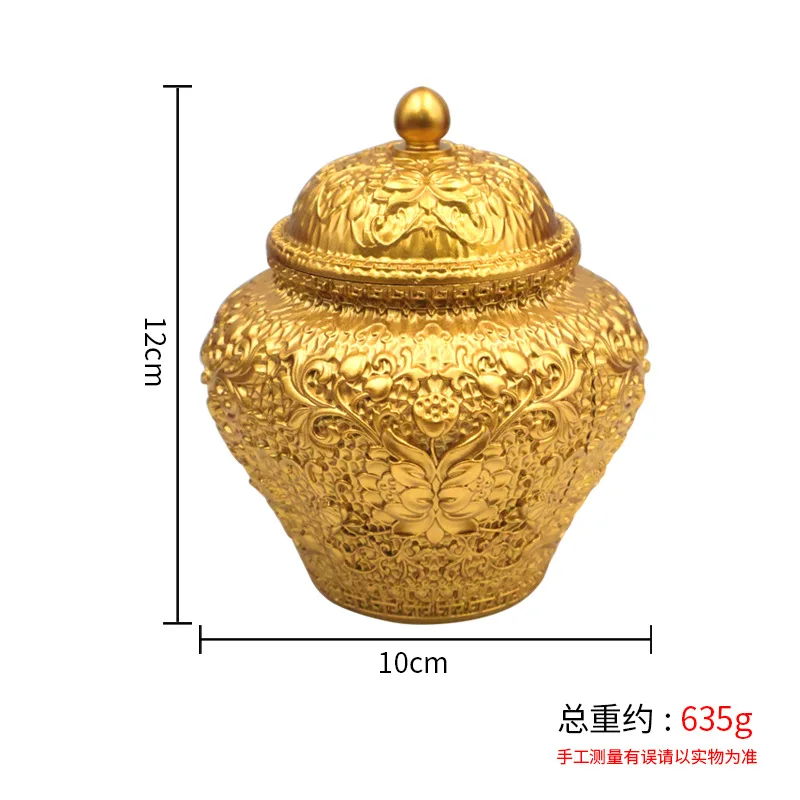 

Brass General Tea Storage High-end Premium Copper with Lid Moisture-proof Sealed Canister Dragon and