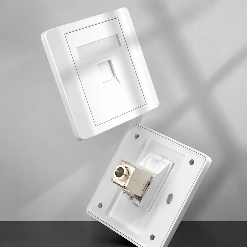 1Pcs 86 Type Network Wall Panel 1/2/3/4 Port RJ45 Connector RJ45 Outlet CAT5E CAT6 CAT6A CAT7 CAT8 8.5x8.5cm