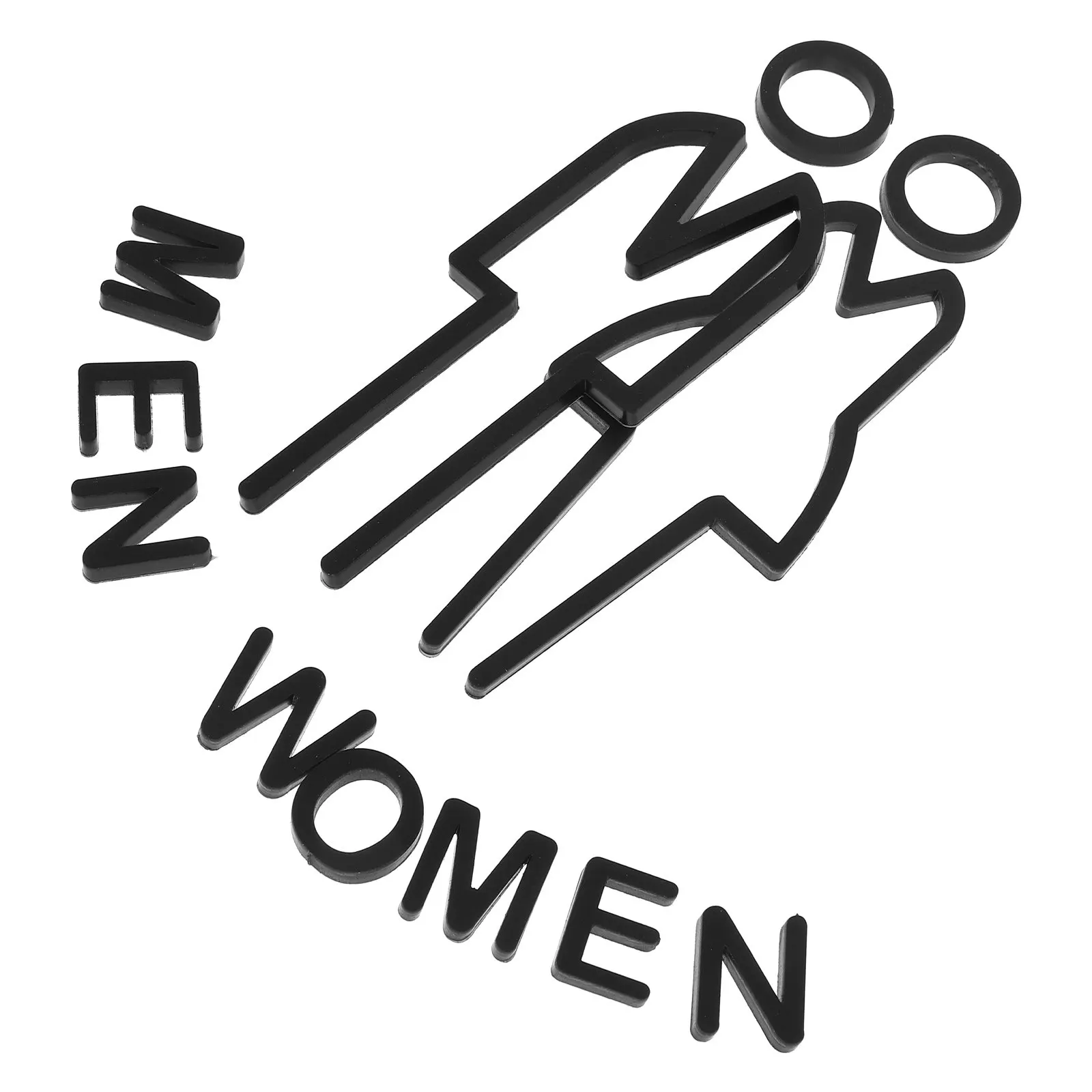 Acrylic Hollow-Out Men and Women Restroom Signs Set Black Self-Adhesive Public Restroom Signs for Commercial Office Home