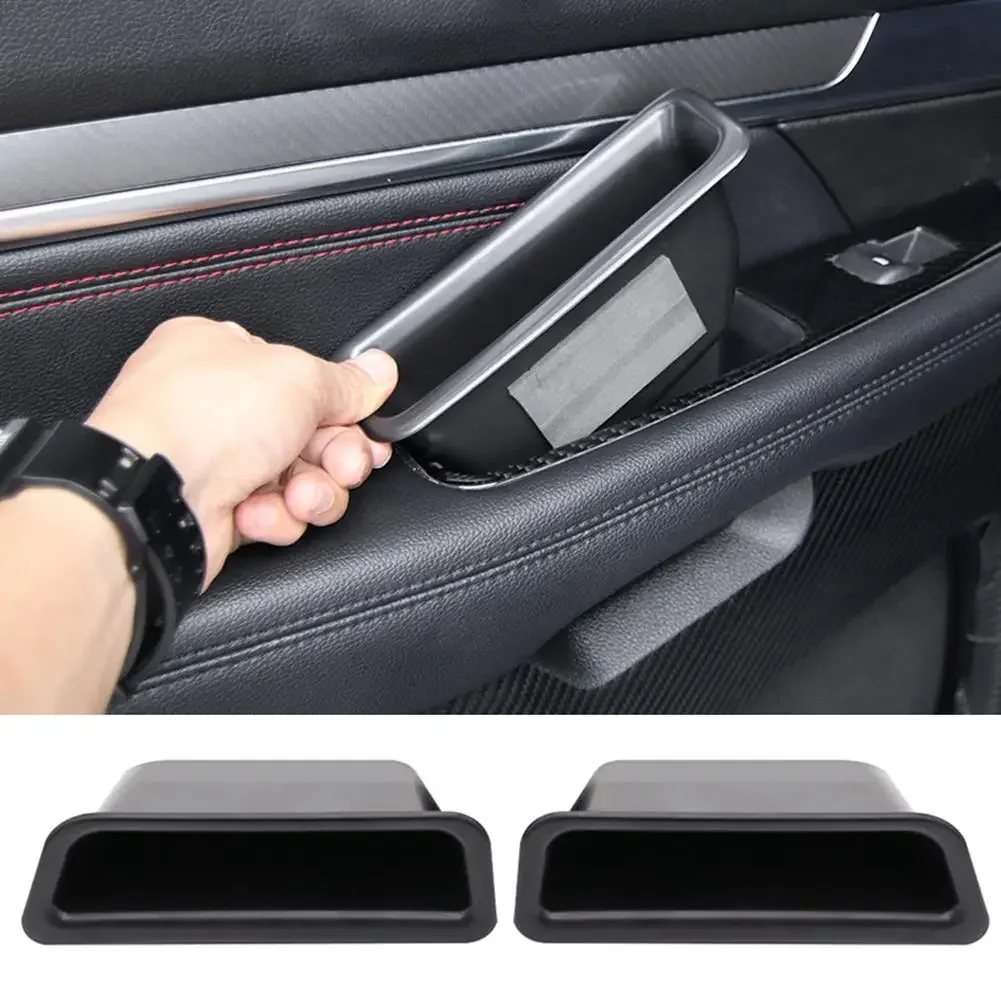 

2pcs Inner Side Door Handle Pocket Armrest Phone Storage Box Cover For Ford Mustang 2015-2021 Interior Accessories Organizer