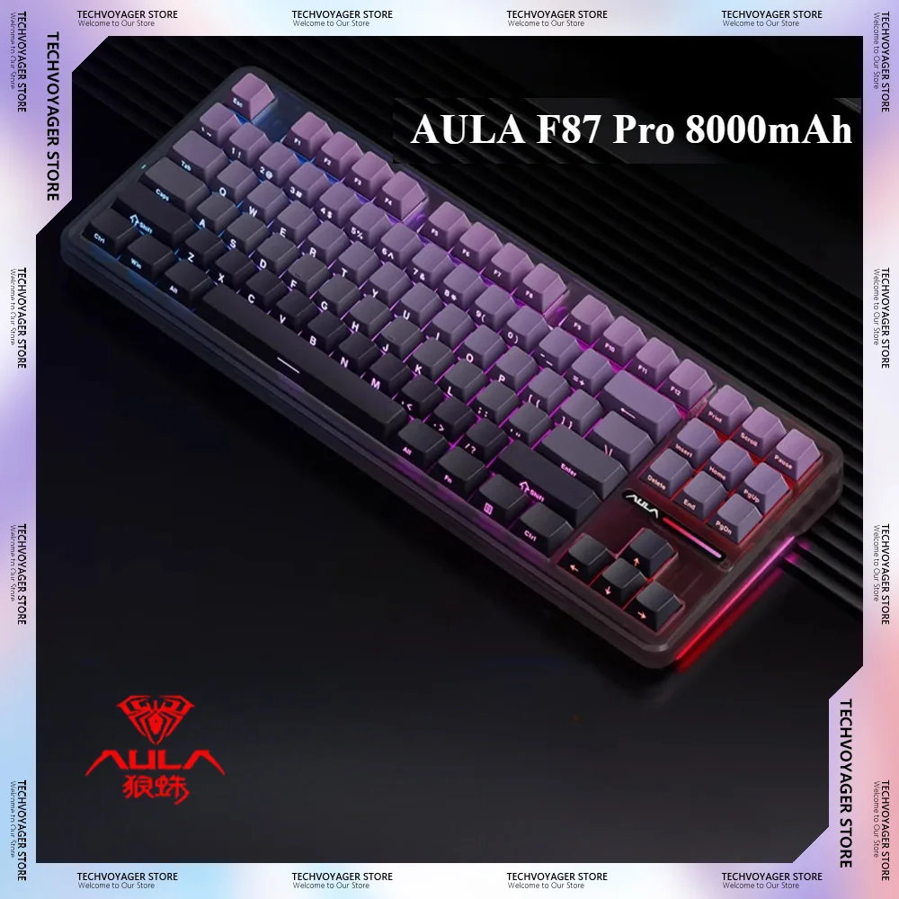 AULA F87 Pro 8000mAh Battery Mechanical Keyboards  RGB Side Light Hot Swappable Wired Wireless Bluetooth Three Mode Keyboard