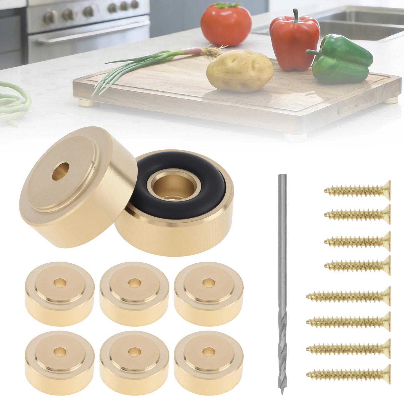 8 pcs 0.78 x 0.35 inch Brass Cutting Board Feet for Kitchen Unfinished Cutting / Kitchen Countertop & Cabinet Protection